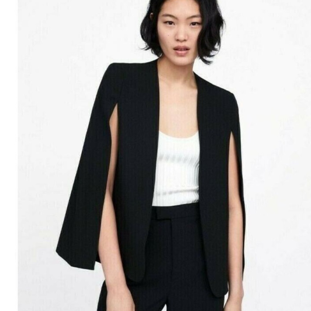 Zara Elegant Black Cape Blazer
